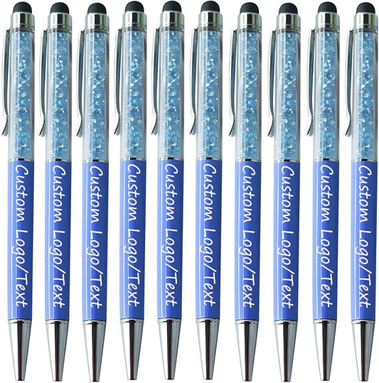 Yucold Customized Pens with Name/Logo - Touch Screen Stylus Ballpoint Pen, Perfect for Weddings, Business & Personalized Gifts (Lake blue,150)