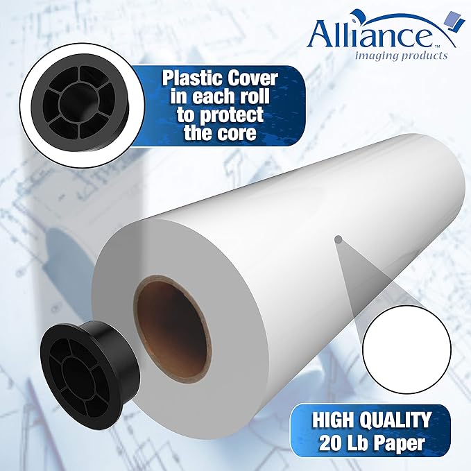 Alliance Wide Format Paper Rolls Bond Engineering (20lb | 90 Rolls, 12 In x 500 Ft | 3" Core)