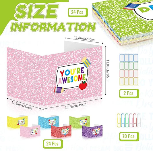 Cinrobiye 24 Pcs Inspirational Privacy Folders Standard for Students Cardboard Shields Test Privacy Boards Motivational Words Desk Dividers Shield for Classroom School Study Supplies (Colorful)