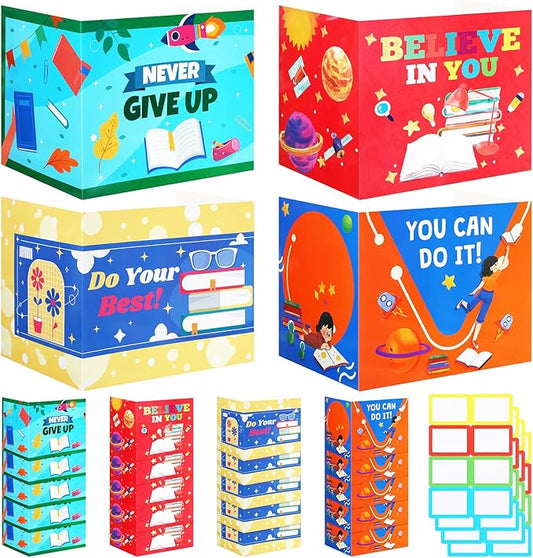Crtiin 24 Pcs Privacy Folders for Students Desk Dividers Standard School Privacy Cardboard Board Testing Dividers Shield for Classroom Teacher Supplies Keep Eyes from roving(Encourage)