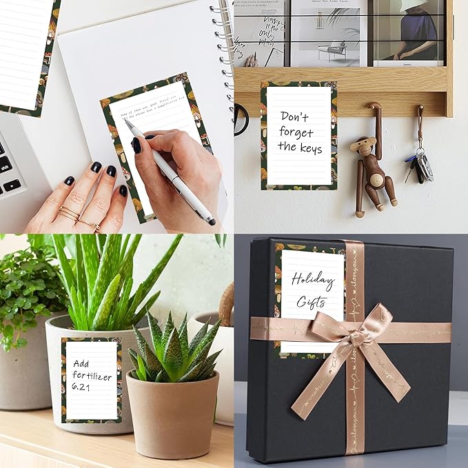 SXboxing Sticky Notes 4X6 Inches, 2 Pack Large Cute Self-Stick Pads, Bright Funny Memo Pads Easy to Stick for Home, Office Brown Boho Mushrooms