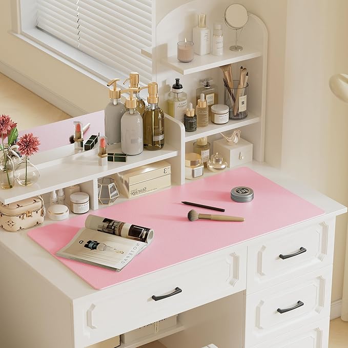 Aothia Large Faux Leather Desk Pad / Mouse Pad — Pink
