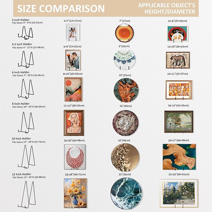 LIONWEI LIONWELI Plate Display Stand Easel Holders - 4.5" Tabletop Metal Stands for Decorative Plates, Photos & Picture Frames - Black, 2-Pack
