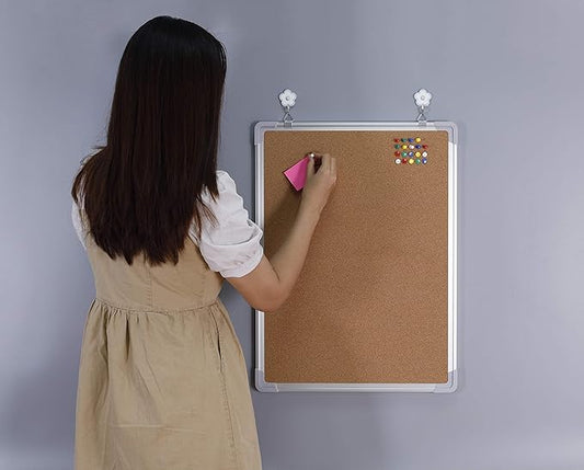 Cork Board Set for Wall - Bulletin Board Corkboard 18 x 24 in with 10 Thumb Tacks - Wall Hanging Pin Board Message Board Tack Board Organizer for Home, Office, Desk and Cubicle (18x24 Vertical)