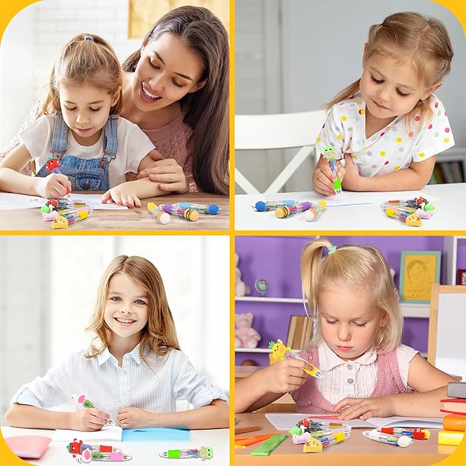 LiYiQ 50 Pcs Multicolor Pen in One Fun 4-in-1 Cute Pens Bulk Kawaii Cool Ballpoint Pens for Kids Fun Gifts (50)