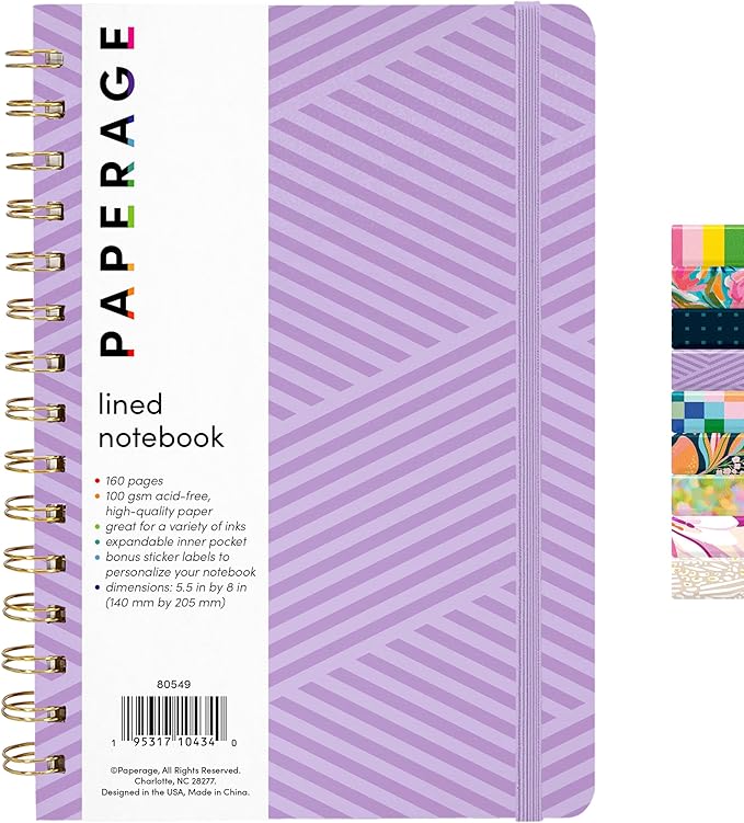 PAPERAGE Lined Spiral Journal Notebook