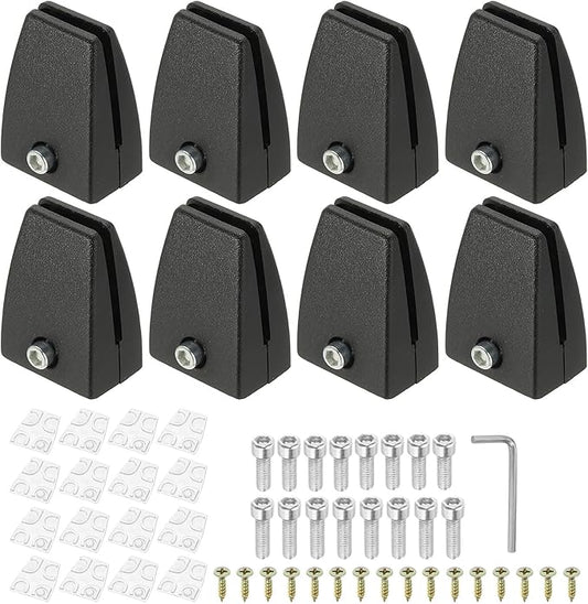 PATIKIL 1.7x1.3x2.4" Desk Divider Support Clamp, 8 Pcs Aluminum Desk Shield Clamp Desk Divider Partition Clamp Sneeze Guard Clamp Bracket for Office Home Desk Panel, Black