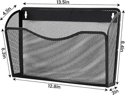Gawerk 6 Pack Wall File Organizer, Mesh Hanging Metal Vertical Wall Mounted File Holder for Office/Home