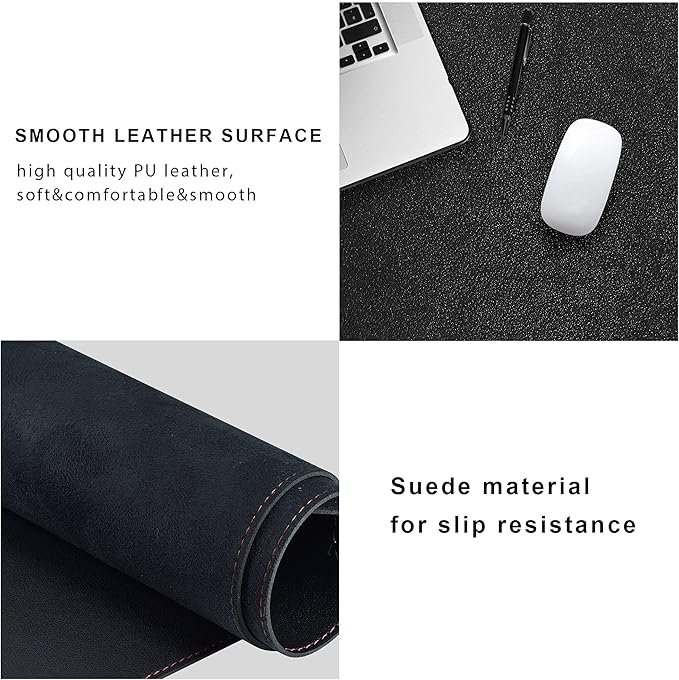 ZORESYN Conference Table Pads (70.87" x 31.5") - PU Leather Extended Large Mouse pad Office Desk Mat - Nonslip Base and Waterproof Desktop Writing Pad Mouse Mat (Black)