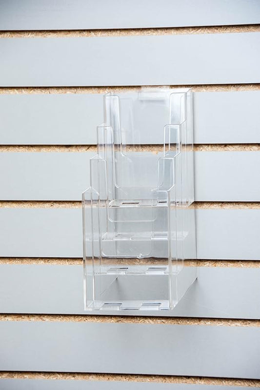 Clear-Ad - LHF-Z104 - Acrylic Slant Back 4 Tier Trifold Brochure Display w/Z-bar for SlatWall - Plastic Literature Holder for Flyers, Booklets, Bills, Mail, Letters, Cards, Pamphlets, Maps (2-Pack)