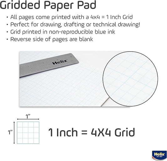 Maped Helix Bond Pad, 4 X 4 Grid, 17 x 22 Inches, 50 Sheets, White (37996)
