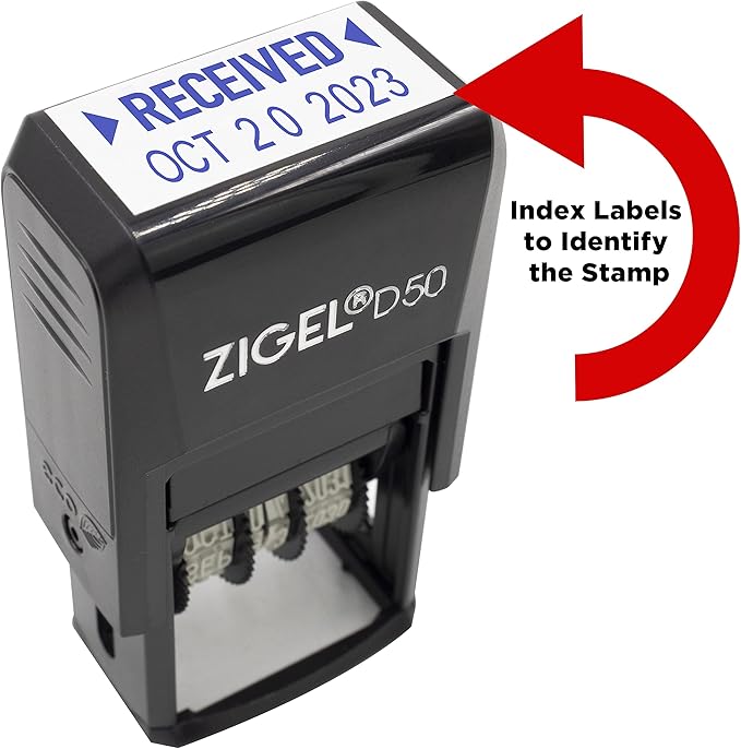 ZIGEL D50 Date Stamp with Completed - Self Inking Date Stamp - Blue