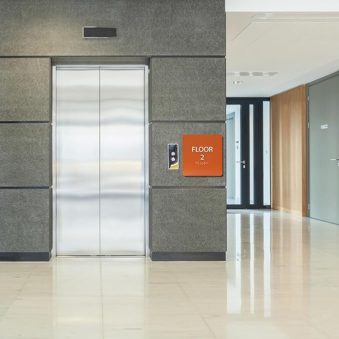Modern Olive ADA Floor 2 Sign with Braille – Made from Durable Acrylic and Ready to Mount