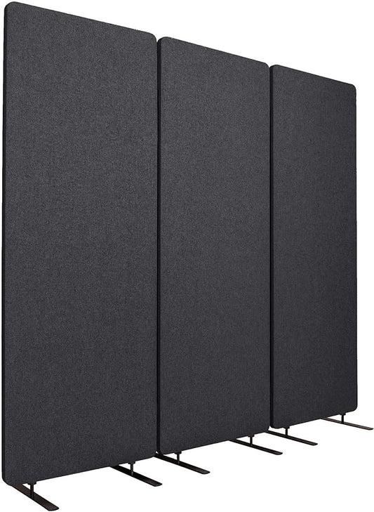 Stand Up Desk Store ReFocus Freestanding Noise Reducing Acoustic Room Wall Divider Office Partition (Ash Grey, 72" x 66", Zippered 3-Pack)