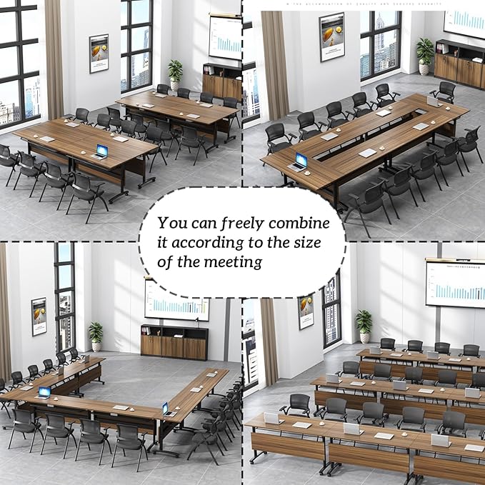 Modular Conference Room Tables for 8–10 People,Folding Conference Table on Wheels,Mobile Flip Top Training Room Table,Heavy-Duty Stackable Meeting Tables,Rolling MobileTables for Office,Boardroom