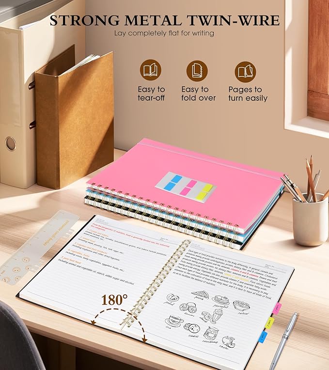 UEBZFOCS Spiral Notebook Journal — 8.5×11 in (A4), Blue