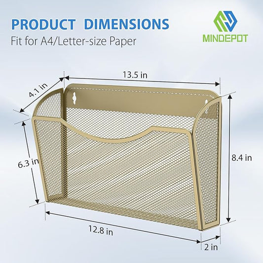 MINDEPOT Wall File Organizer,Hanging Wall Mounted File Folder Binder Holder Mail Organizer for Office,Home and School Supplies