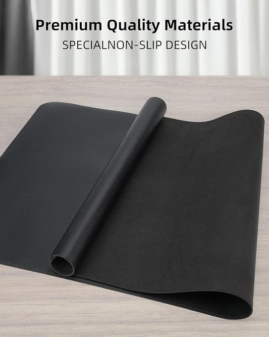 Leather Desk Pad Protector,Desk Mat,Large Mouse Pad, Non-Slip Desk Pad, Waterproof PU Leather Desk Blotter Mat, Desk Cover for Office and Home (Black, 36" x 17")