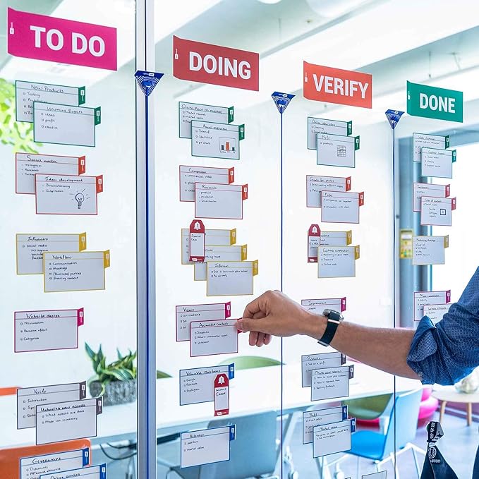 PATboard Scrum Board and Kanban Board - 16 Task Cards Medium - with nanocups® for Glass - Orange