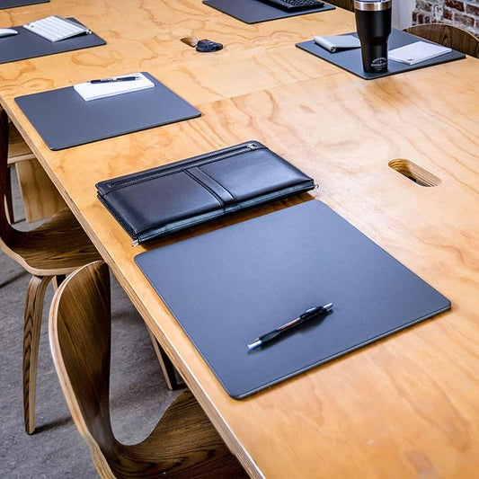 Dacasso 17" x 14" Gray Leatherette Luxury Conference Table Pad - Desk Blotter for Writing - Boardroom Organization & Executive Desk Decor