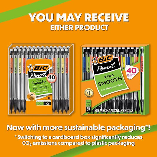 BIC Xtra Smooth Mechanical Pencil with 0.7 mm Medium Point, Refillable and Retractable, 40-Count Pack