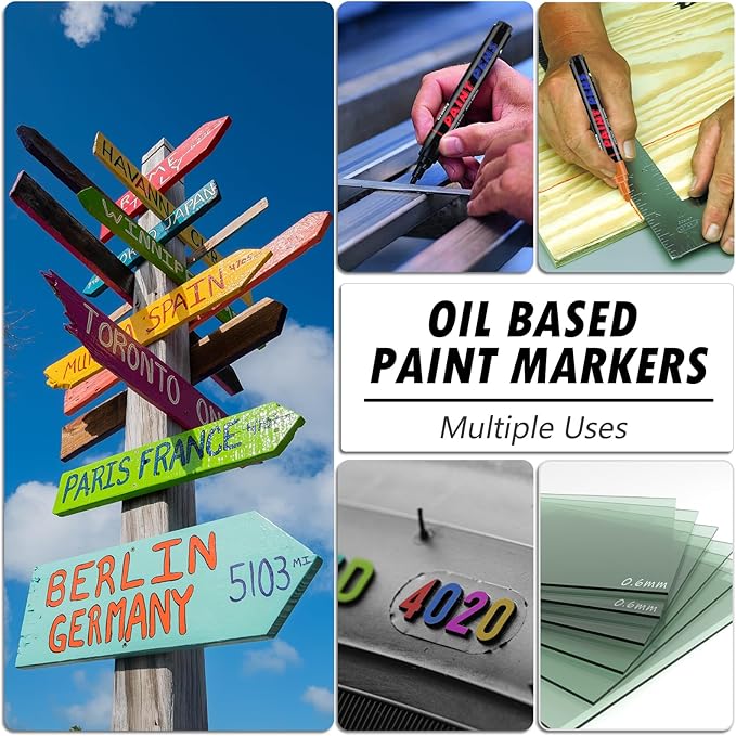 Craiiby Yellow Paint Pens Paint Markers - 12 Pack Permanent Quick Dry Waterproof Marker Pens for Rocks Wood Fabric Plastic Canvas Glass Mugs Metal Tire Stone