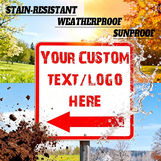 Custom Square Left Arrow Signs - 18 * 18 inches - Optional reflective，High-definition arrow, for parking lots 、 corridors、basement