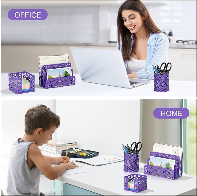EasyPAG 3-Piece Desk Organizer Set — Purple