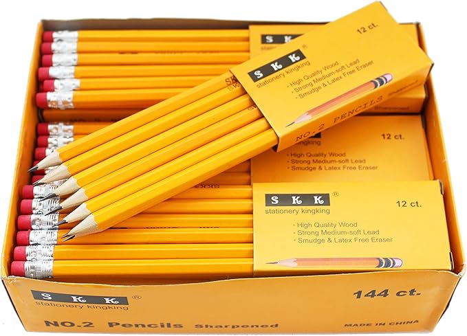 SKK Pre-Sharpened #2 HB Pencils with Eraser — 144-Pack