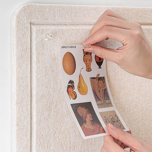 Bulletin Board, 36 x 24 inches Felt Board - Decorative Pin Board, Cork Board Alternative for Wall, 3' x 2' Foldable Self-Adhesive Vision Board Prayer Board with 20 Pushpins - Oatmeal