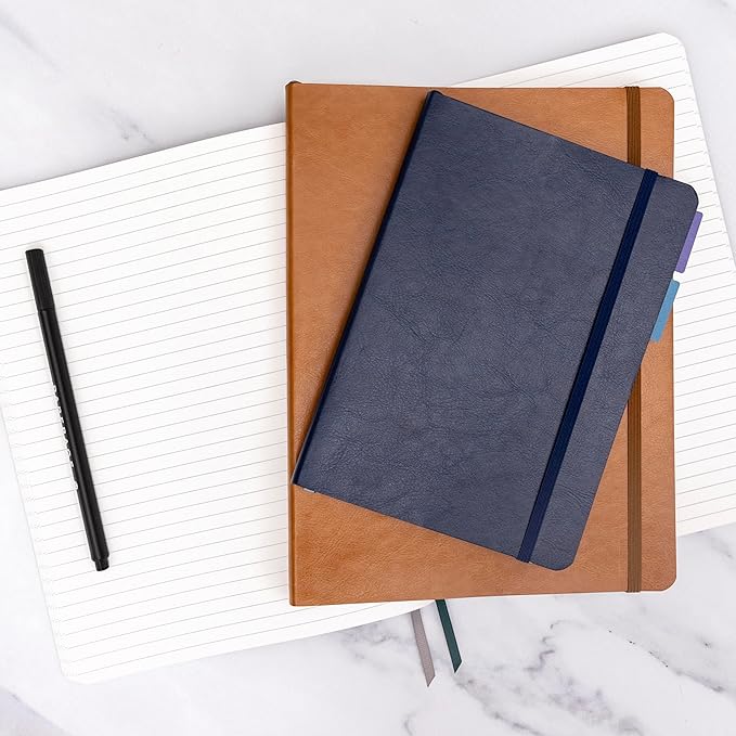 PAPERAGE Softcover Lined Journal Notebook (Teal), 160 Pages, Medium College Ruled Notebook, 5.6 inches x 7.9 inches - 100 GSM Thick Premium Paper, Soft Vegan Leather Journal for Home, Work & School