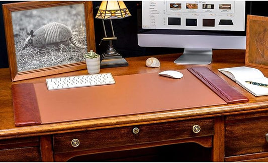 DACASSO Leather Desk Pad with Side Rails - Luxury Leather Desk Blotter for Writing - Executive Desk Surface Protector - (Mocha, 34 x 20)