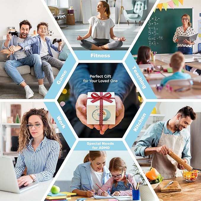 Visual Timer for Kids, 60-Minute Countdown for Classroom Office Kitchen, Desk Timer Kids Time Management Tools with Silent Operation, Pomodoro Timer Rainbow Pattern(Blue)