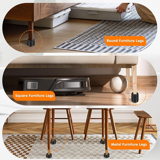 Furniture Risers Bed Risers Heavy Duty 1 inch, 2 inch, 3 inch, 4 inch Round Adjustable Bed Lifts Riser for Desk Legs Table Couch Sofa Chair Refrigerator Washing Machine (1+1+1+1 Inch, Black, 4 Pack )