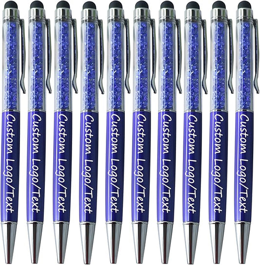 Yucold Customized Pens with Name/Logo - Touch Screen Stylus Ballpoint Pen, Perfect for Weddings, Business & Personalized Gifts (Royal blue,30)