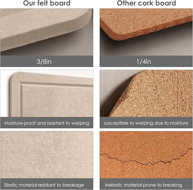Bulletin Board, 36 x 24 inches Felt Board - Decorative Pin Board, Cork Board Alternative for Wall, 3' x 2' Foldable Self-Adhesive Vision Board Prayer Board with 20 Pushpins - Beige Brown