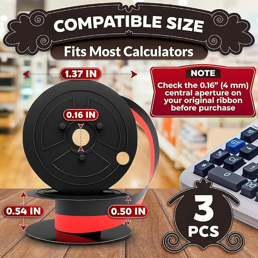 Canon MP11DX Calculator Ribbon Set of 3 – 18ft x 0.5in Sharp EL-1197PIII Calculator Ribbon Red/Black for Great Print Capacity and Brightness, Easy Setup – Suitable for Popular Models