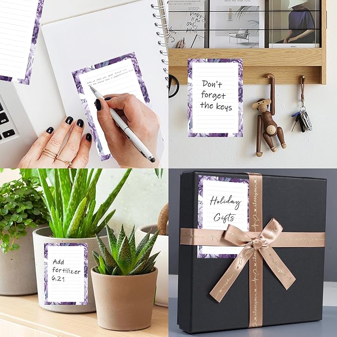 SXboxing Sticky Notes 4X6 Inches, 2 Pack Large Cute Self-Stick Pads, Bright Funny Memo Pads Easy to Stick for Home, Office Cute Purple Flowers