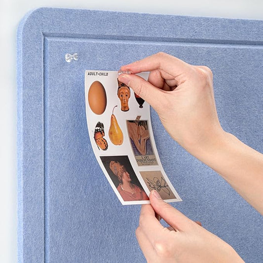 Large Bulletin Board - 48 x 36 Inches, Decorative Felt Pin Board for Wall - 4' x 3' Foldable Photo Display Board with Self-Adhesive Tape, Includes 20 Push Pins - Lavender Blue