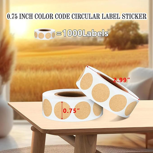 PARLAIM 3/4 Inch Roll Color Coding Labels,1000 per Roll Round Permanent Adhesive Color Coding Circle Dot Stickers for Office Home Kraft