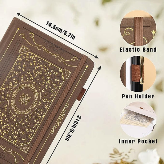TIEFOSSI Dotted Notebook, 160gsm Thick Paper, Hardcover Dot Grid Journals for Women Men, 192 pages, for Travel, School and Office Use