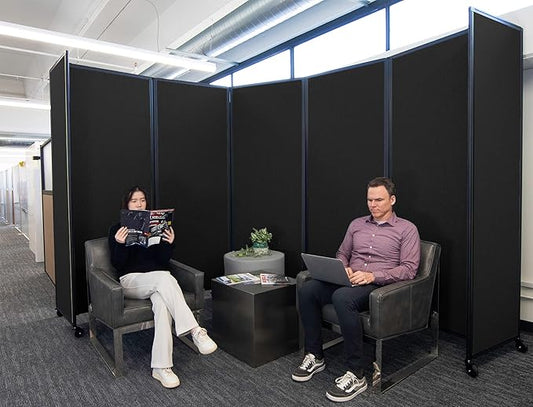 Versare Room Divider 360 Portable Wall Partition | Folding Panels | Large Freestanding Divider | Locking Wheels | Temporary Room Separator