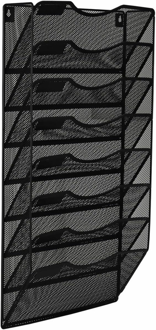 EasyPAG 8 Pocket Mesh Wall File Organizer, Hanging Paper Folder Holder with Classify Label, Vertical Wall Mount Mail Organizer for Office Home Classroom, Black