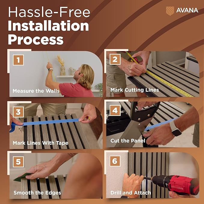 Avana Acoustic Wood Wall Panels – 47.2 X 12.6 Inch Walnut Acoustic Panels 2 PCs – Modern Wall Panels For Interior Wall Decor for Homes, Offices, Studios – Sturdy And Durable Wood Panels For Wall