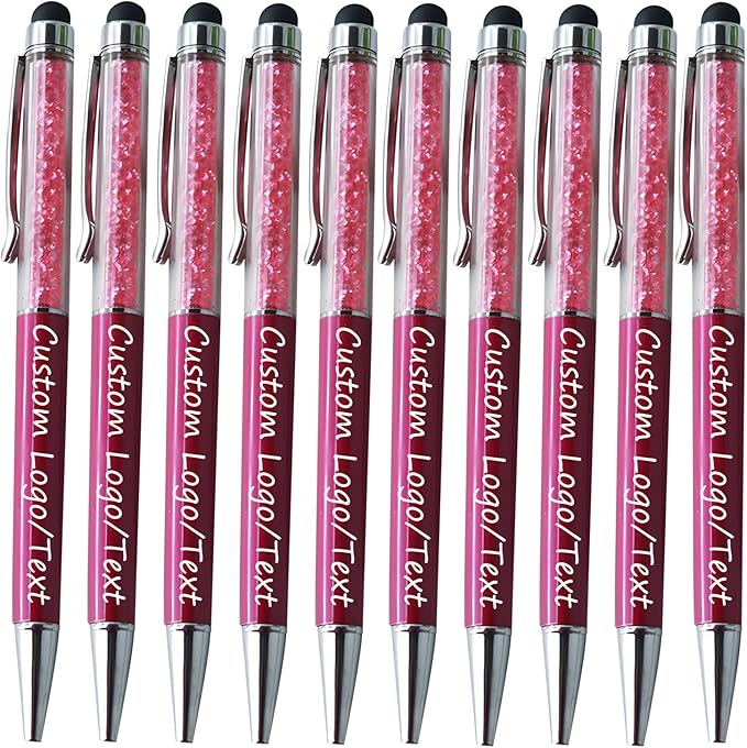 Yucold Customized Pens with Name/Logo - Touch Screen Stylus Ballpoint Pen, Perfect for Weddings, Business & Personalized Gifts (Wine red,20)
