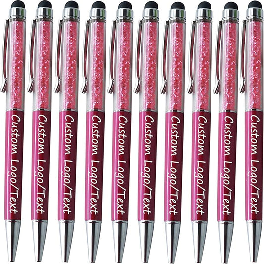 Yucold Customized Pens with Name/Logo - Touch Screen Stylus Ballpoint Pen, Perfect for Weddings, Business & Personalized Gifts (Wine red,100)