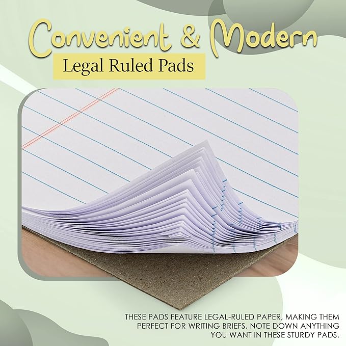 Emraw White Jr. Perforated Edge Legal Ruled Universal 50 Sheets Letter Writing Pad- 50 Ct. 5" x 8" inch (Pack of 6)