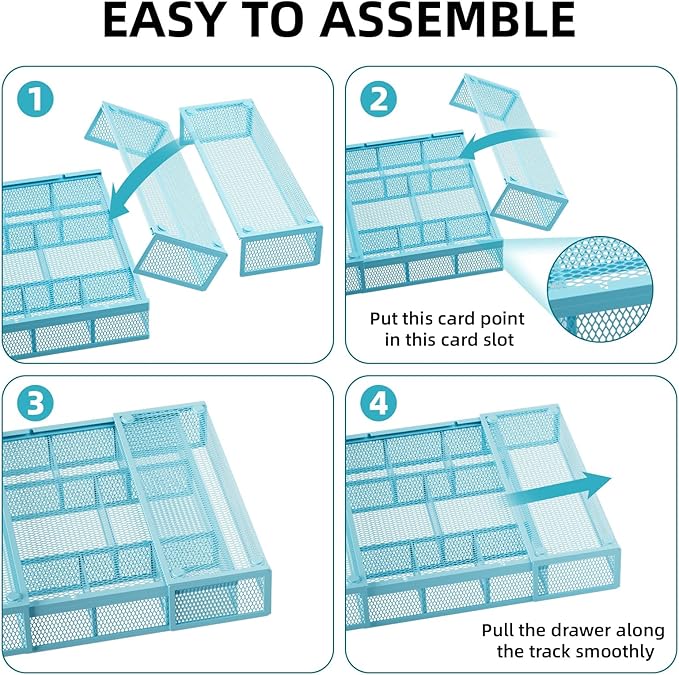 Marbrasse Expandable Desk Drawer Organizer — Blue