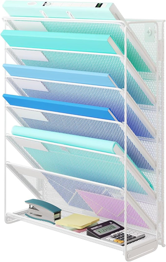 Kuntine.B Wall File Organizer — 7-Tier, White