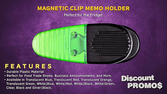 10 Magnetic Memo Holders Set - Large Clip, Plastic - TGreen